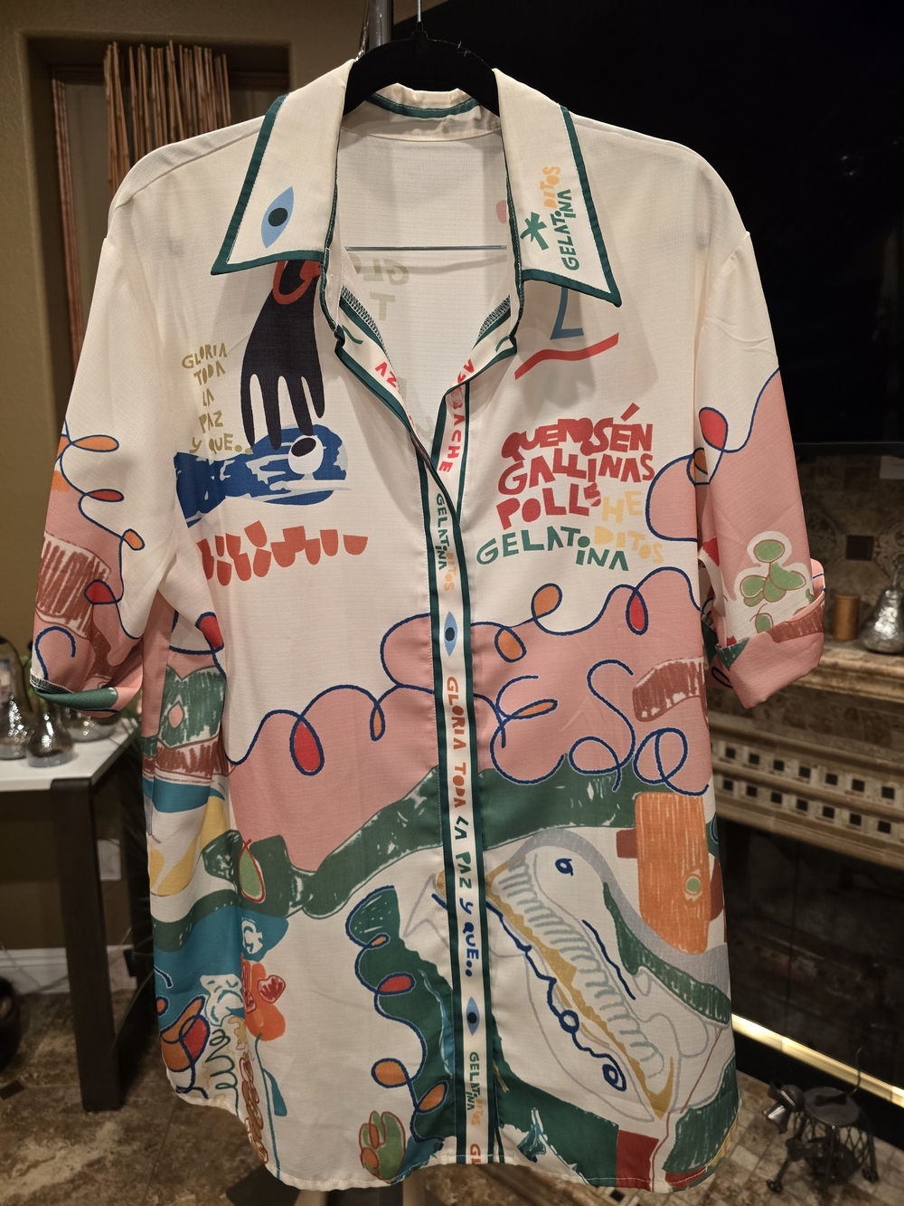 Women's Multicolor Graphic Button-Down Shirt - Gelatina
